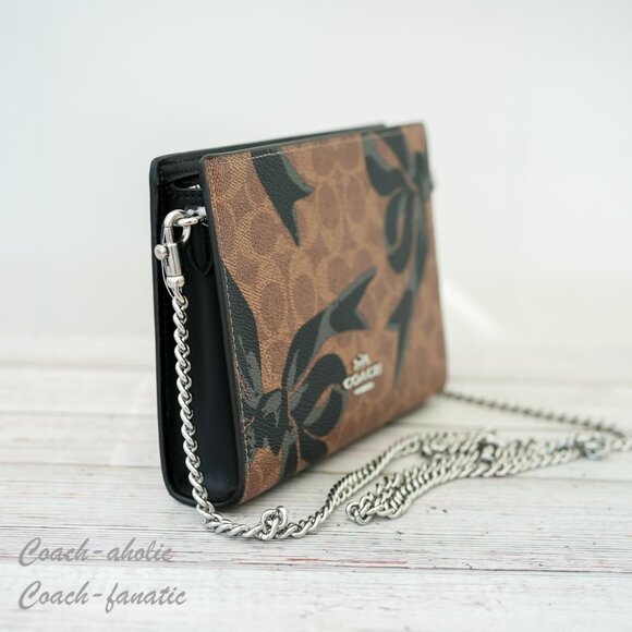 NWT Coach CY746 Slim Crossbody Bag In Signature Canvas With Bow Print - Picture 4 of 11